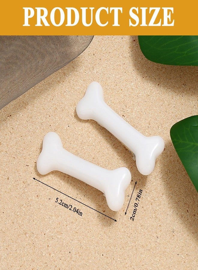 ROBOHOOK 8 Pcs Bone Hair Clips,Skull Scene Hair Clip,Dog Bone Hairpins,Hair Accessories for Halloween Cosplay Costume Party Daily Wear for Women Girls/White - Image 2